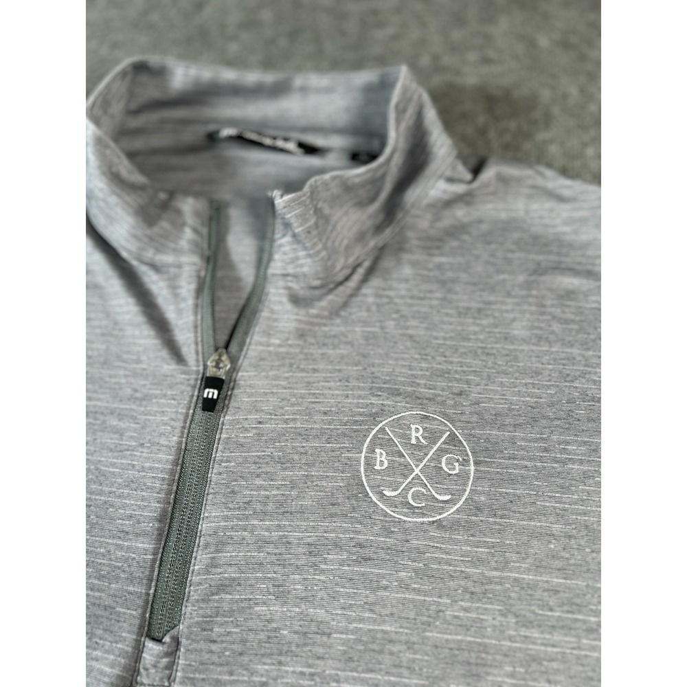TravisMathew Pullover Mens Large Gray 1/4 Zip Long Sleeve Logo